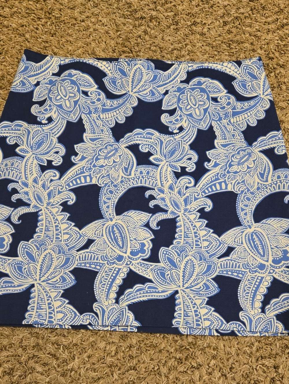 Talbots Navy and White Paisley-Trim Skirt